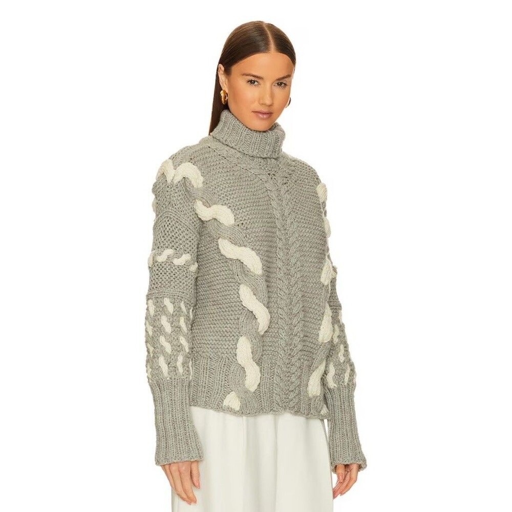 The Knotty Ones Barbora Turtleneck Sweater Womens M Dove Grey Wool Handmade $528 - Picture 2 of 8